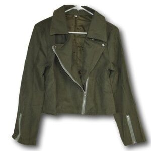 Womens Khaki Light Weight Zipper Jacket  Size: L
